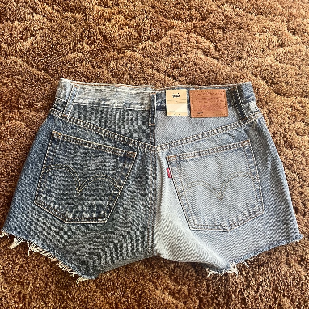 Levi's Blue Jean Shorts with Distressed Hem
